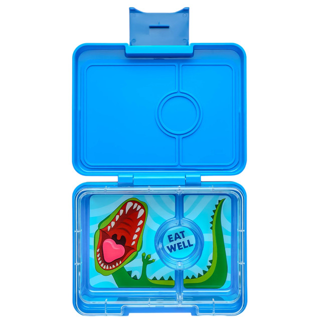 Yumbox Snack size Bento -  Surf Blue with Dinosaur Tray