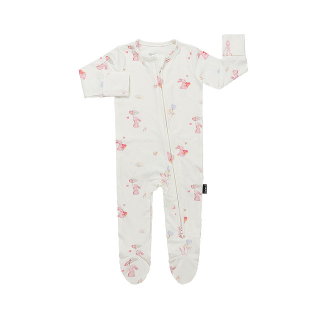 Footed Zipper Sleeper - Love Bunnies