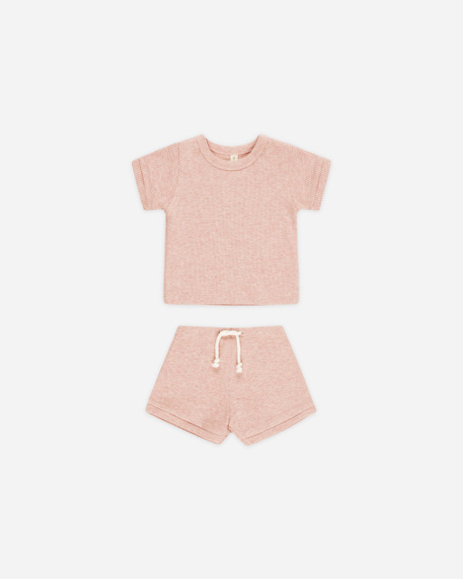Quincy Mae Ribbed Shortie Set - Rose