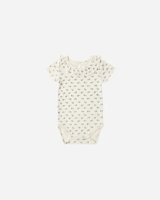 Rylee + Cru Ruffle Collar Bodysuit - Blue Ditsy