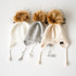 Baby Beanie with faux fur  pompom - Cream (0-1 y)