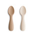 Mushie Silicone Toddler Starter Spoons 2 Pack - Natural/Shifting Sand