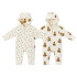 MilkBarn - Honey Bear Reversible Waffle Knit/Quilted Hooded Jumpsuit