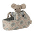Maileg Baby Mouse in Bassinet - Blue