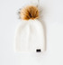 Kids Beanie with faux fur pompom - White (2-8yr)