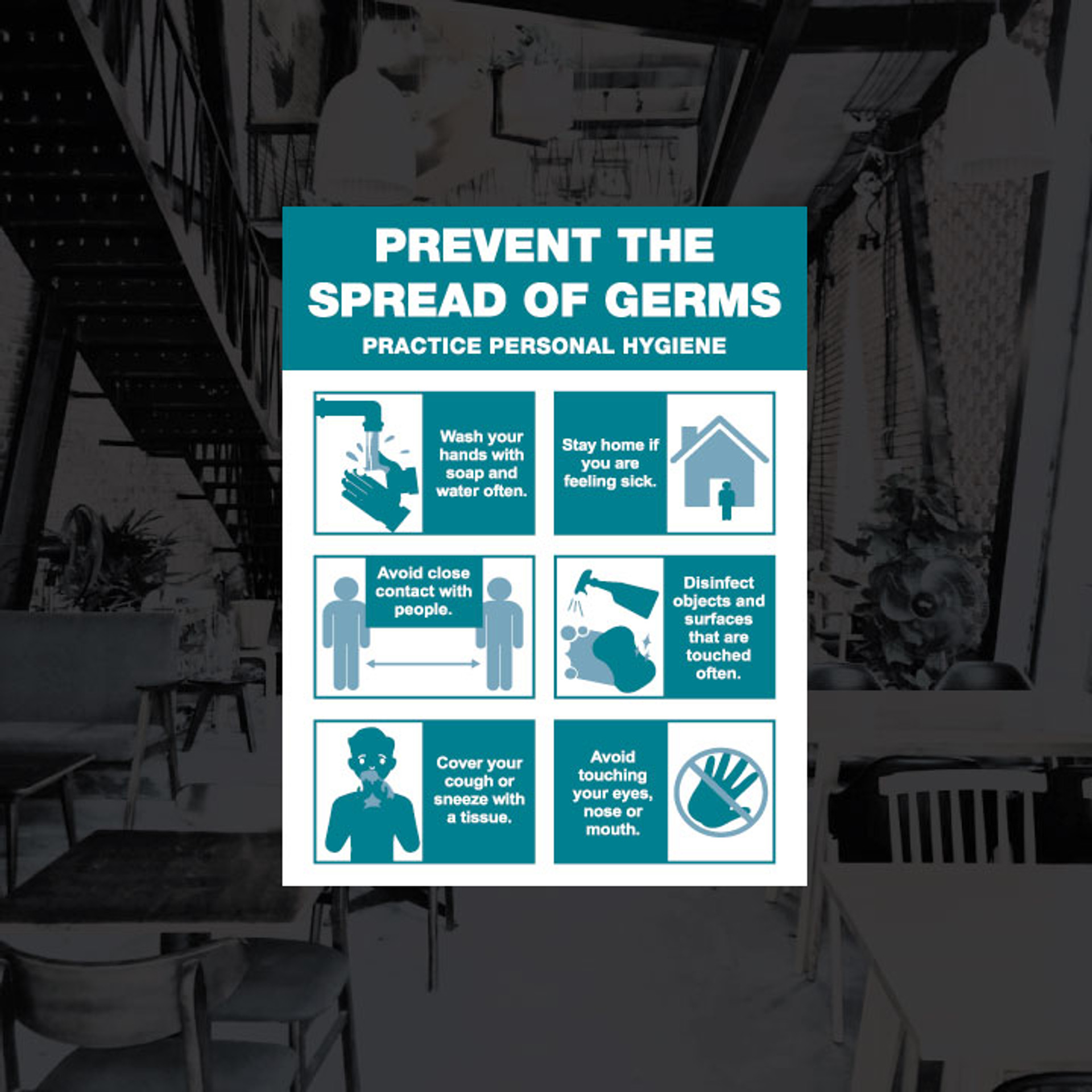 Prevent The Spread Of Germs Vinyl Decal 8 5 X 11 Bazua Signs And Graphics