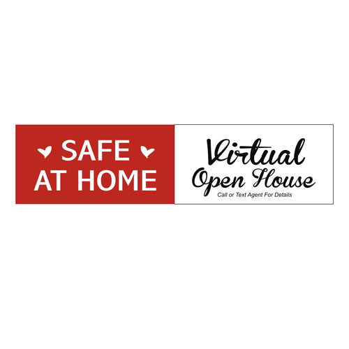 "Safe At Home, Virtual Open House" Sign Rider - Red/White