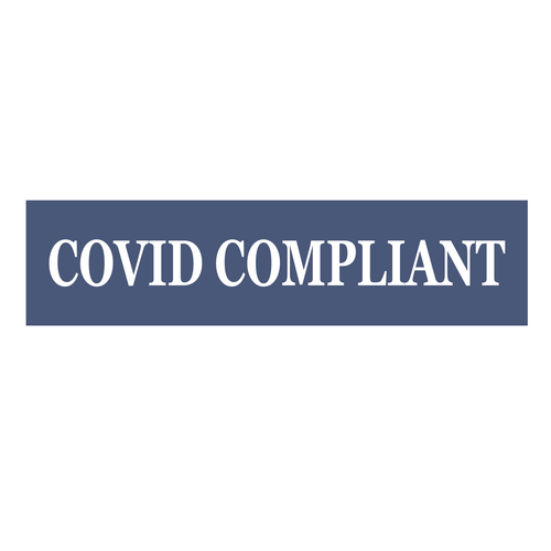 "Covid Compliant" Sign Rider - White On Navy