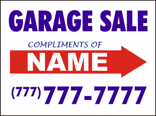 "Compliments Of" Garage Sale Yard Sign