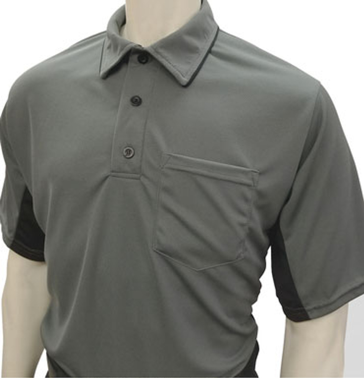 Smitty MLB Body Flex Black Umpire Shirt wCharcoal Gray Side Panel