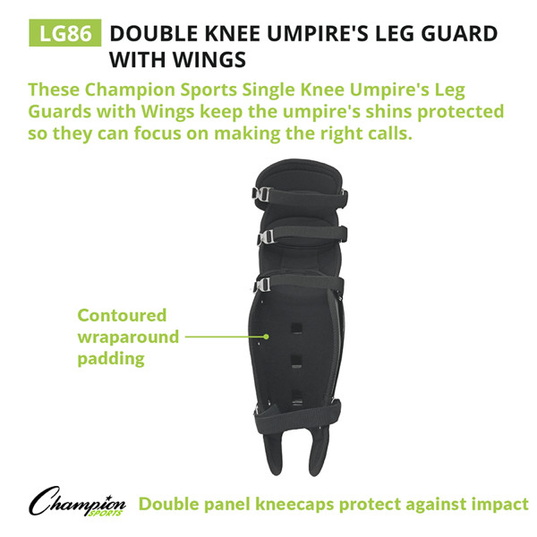 16.5" Double Knee Umpire Leg Guards w/Wings