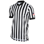 Smitty Black & White Body Flex Basketball Referee Shirt with Sublimated Flag