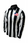 Honig's 2.25" Striped Long Sleeve Football/Lacrosse Referee Jersey w/Sublimated American Flag On Left Chest