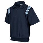 Smitty Baseball & Softball Umpire Short Sleeve 1/2-Zip Jacket (Water Resistant Trim Style) - NAVY POWDER BLUE