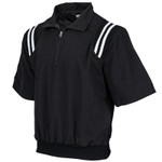 Smitty Baseball & Softball Umpire Short Sleeve 1/2-Zip Jacket (Water Resistant Trim Style) - BLACK WHITE