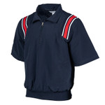 Smitty Baseball & Softball Umpire Short Sleeve 1/2-Zip Jacket (Water Resistant Trim Style) - NAVY RED