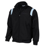 Smitty Baseball Umpire Full-Zip Thermal Fleece Major League Style Jacket - BLACK WITH POWDER BLUE TRIM