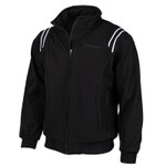Smitty Baseball Umpire Full-Zip Thermal Fleece Major League Style Jacket  - BLACK WITH WHITE TRIM