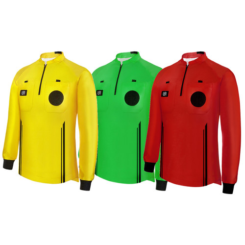 Hybrid Cold Weather Waterproof Referee Jersey - Yellow, Green, and Red