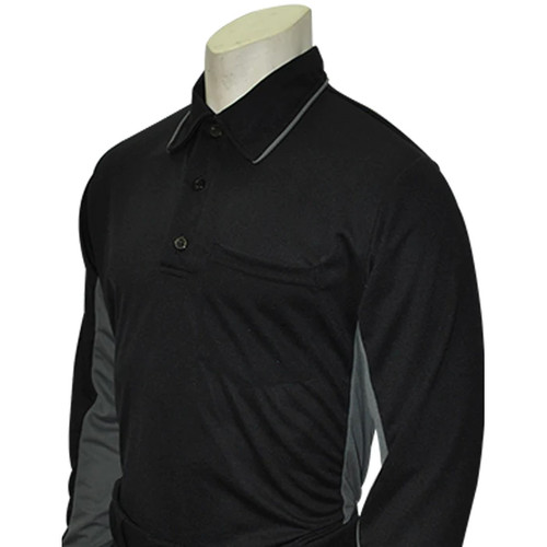 Smitty MLB Style Black Umpire Shirt Long Sleeve w/Charcoal Side Panel