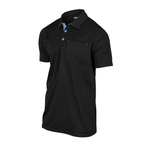 Smitty New Major League Style Short Sleeve Umpire Shirt - MLB Black w/Sky Blue