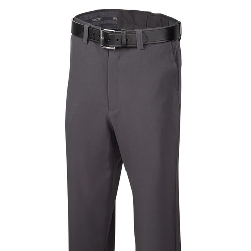Smitty 4-Way Stretch Flat Front Combo Umpire Pants w/Slash Pockets Expander Waistband-dark grey