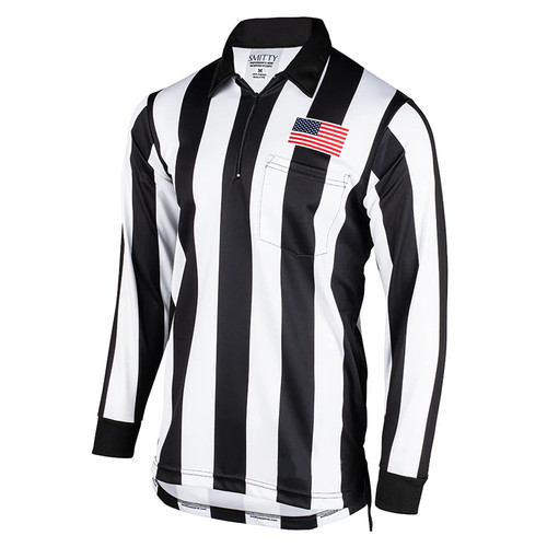 Smitty 2" Dye Sublimated Long Sleeve Football Referee Shirt w/Flag Above Pocket (USA118)