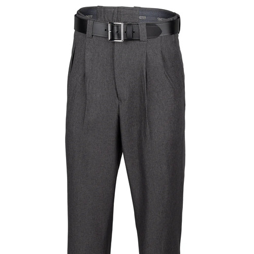 Smitty Classic Polyester Pleated Combo Umpire Pants w/ Expander Waistband - charcoal grey