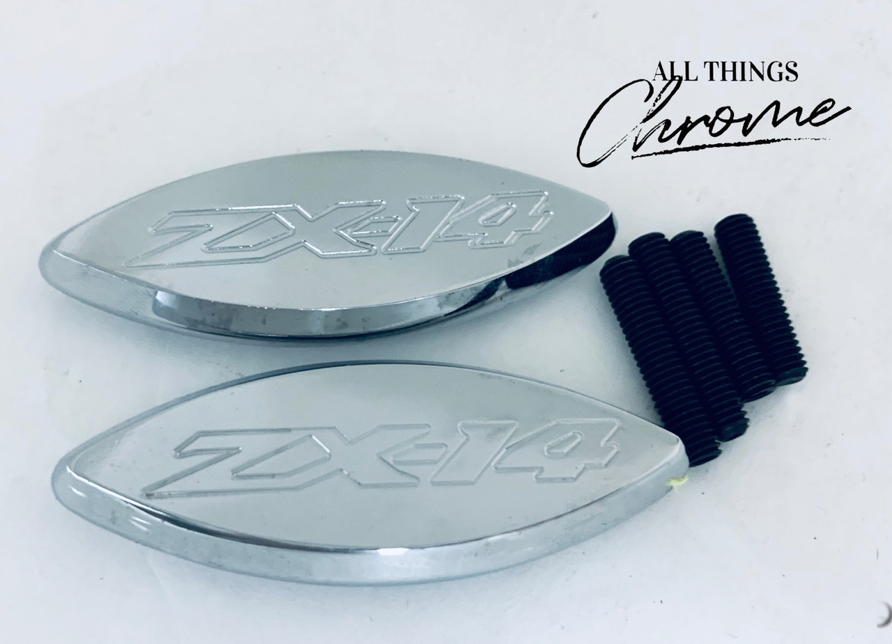 ZX-14 ENGRAVED CHROME MIRROR BLOCK OFFS 2006-2011 KAWASAKI NINJA