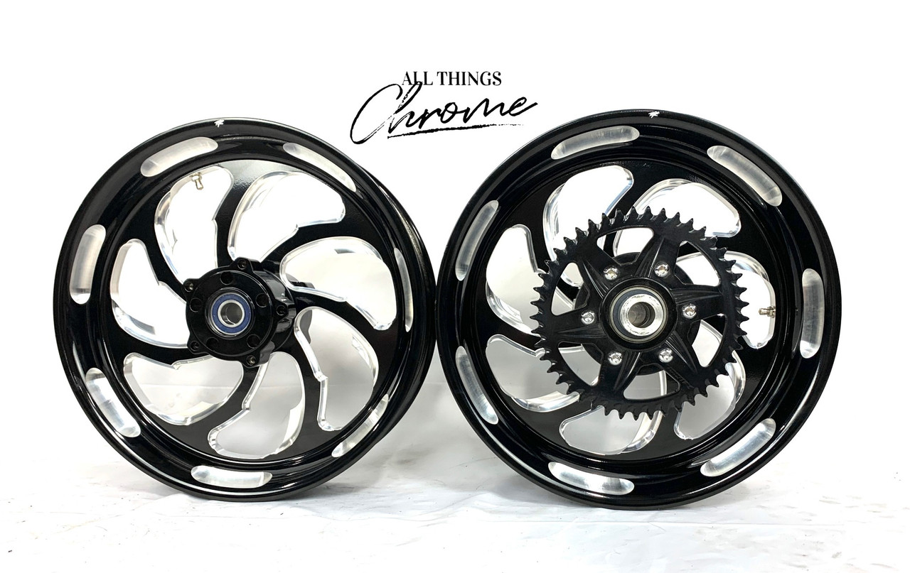 STOCK SIZE BLACK CONTRAST SAMURAI WHEELS 12-20 KAWASAKI NINJA ZX