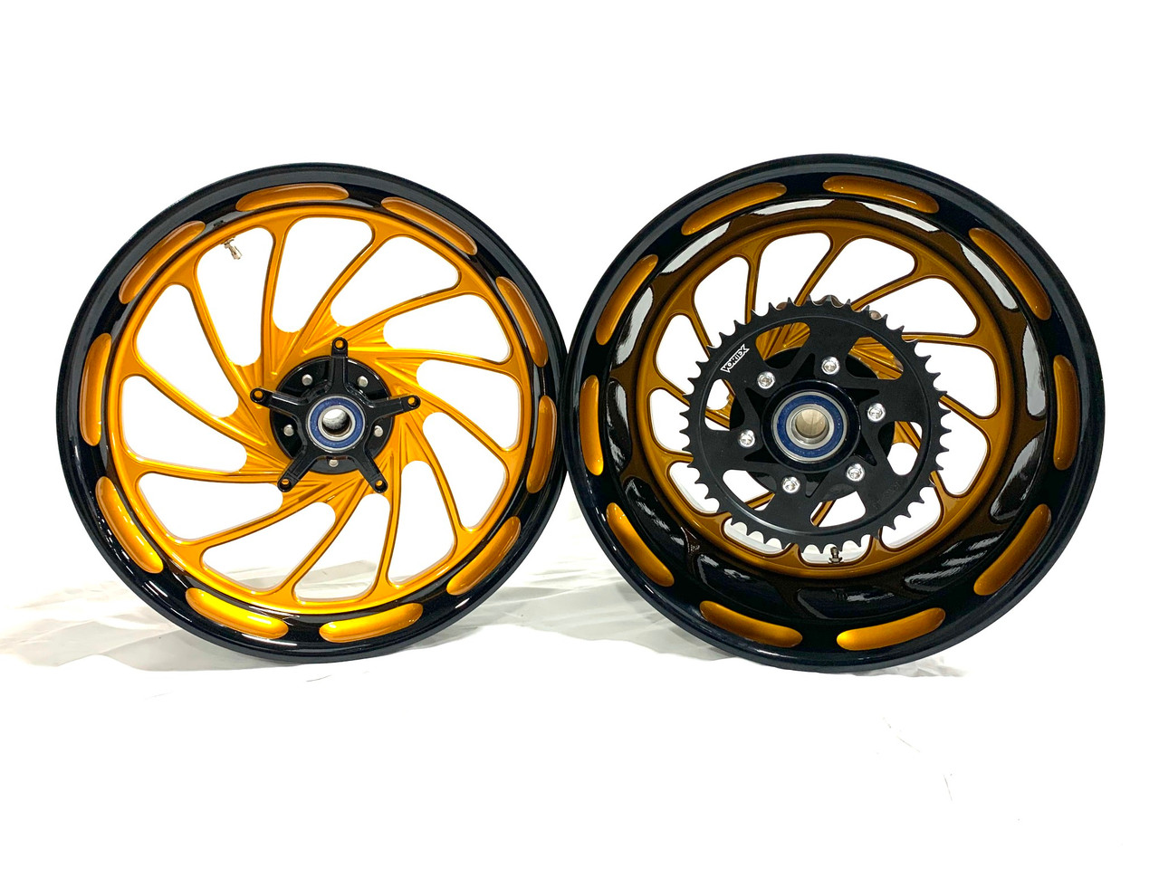 240 FAT TIRE *COLORMATCH* BLACK AND GOLD TURBO WHEELS 12-20