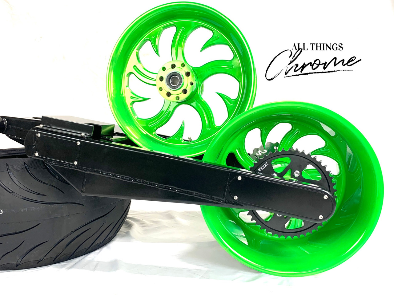 ヴォルテックス ZX-14R 300 FAT TIRE KIT LIME GREEN SHARK TOOTH WHEELS 12-20