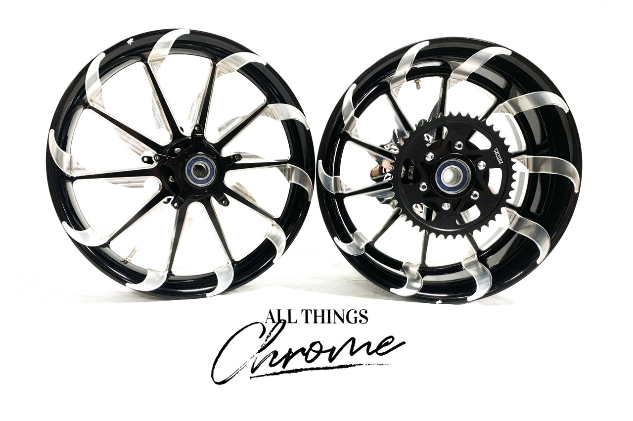 300 FAT TIRE BLACK CONTRAST CUT TORNADO WHEELS 2000-2005 KAWASAKI