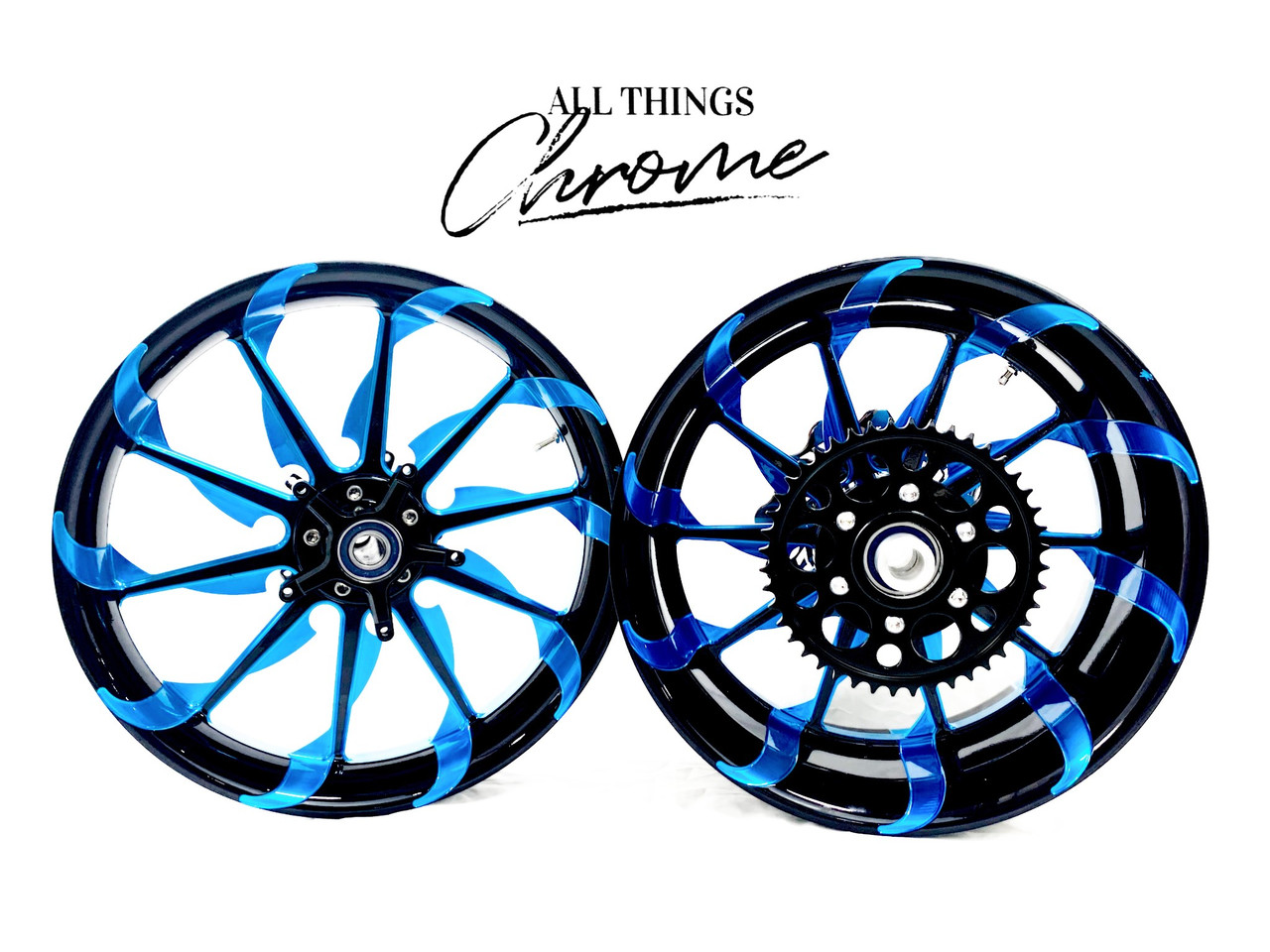 NINJA 360 FAT TIRE BLACK & CANDY BLUE TORNADO WHEELS 06-11