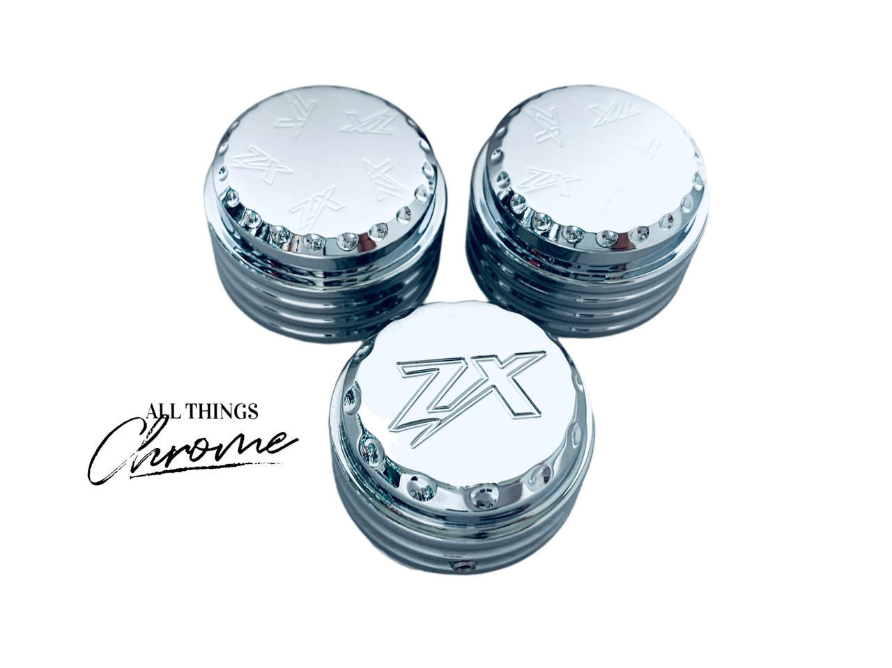 ZX-14 CHROME DIAMOND CUT FORK AND YOKE CAPS 2006-2011 KAWASAKI