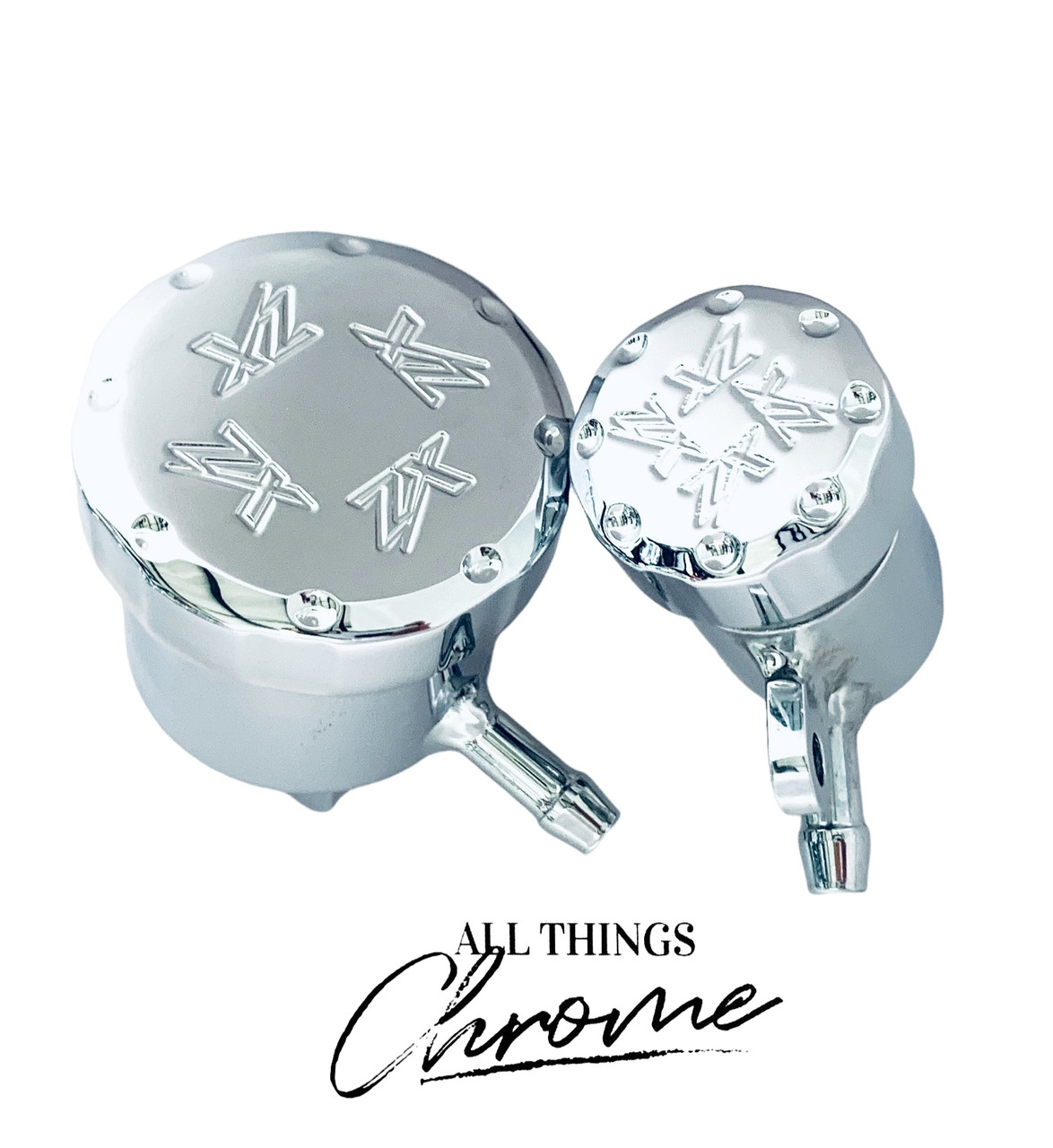 ZX14 ENGRAVED CHROME CLUTCH/BRAKE RESERVOIR & CAPS 2006-11
