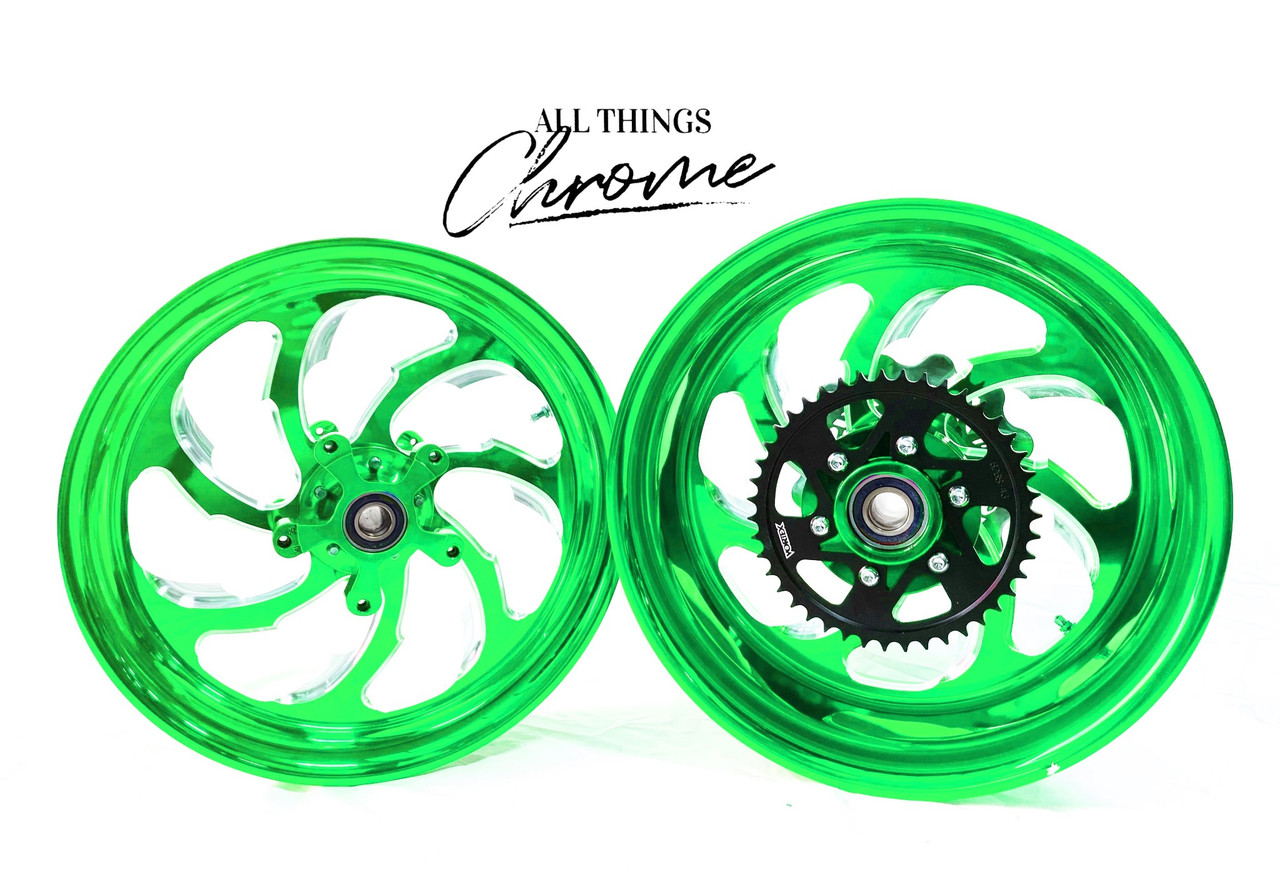 NINJA STOCK SIZE CANDY GREEN SAMURAI WHEELS 00-05 KAWASAKI NINJA