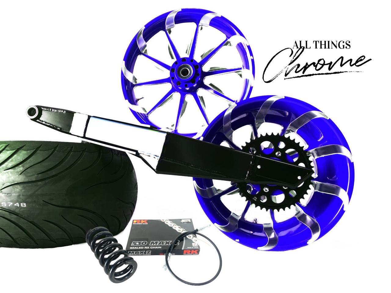 オーダー専用 300 OSD FAT TIRE KIT BLUE CONTRAST TORNADO WHEEL 2006-2011