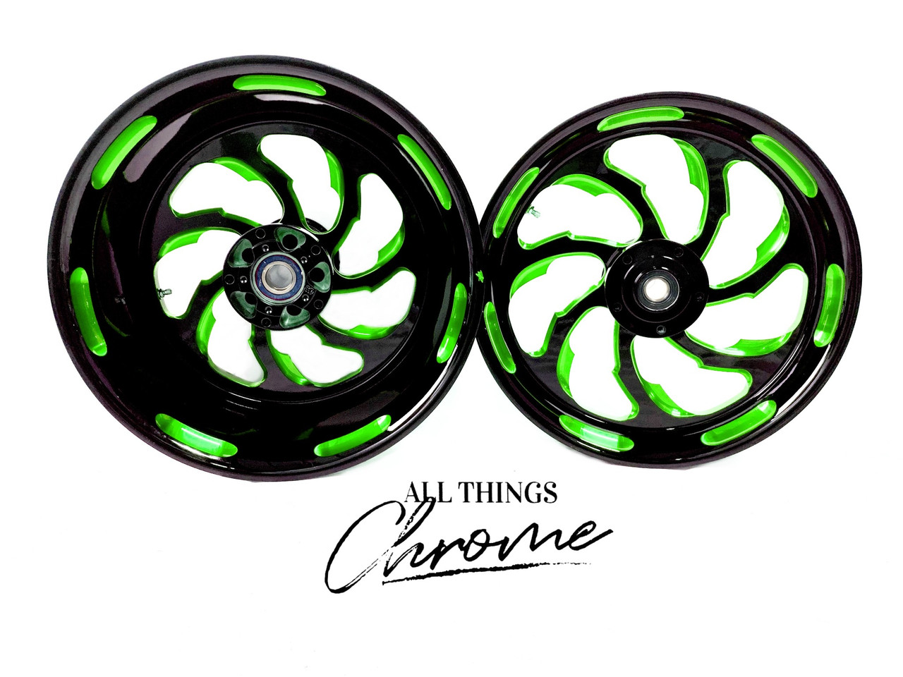 NINJA 330 FAT TIRE BLACK & GREEN SAMURAI WHEELS 06-11 KAWASAKI