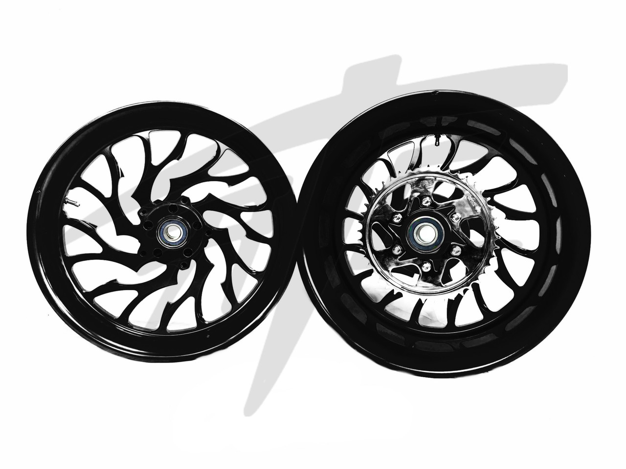 NINJA 240 FAT TIRE SOLID BLACK HELLIAN WHEELS 04-10 KAWASAKI NINJA