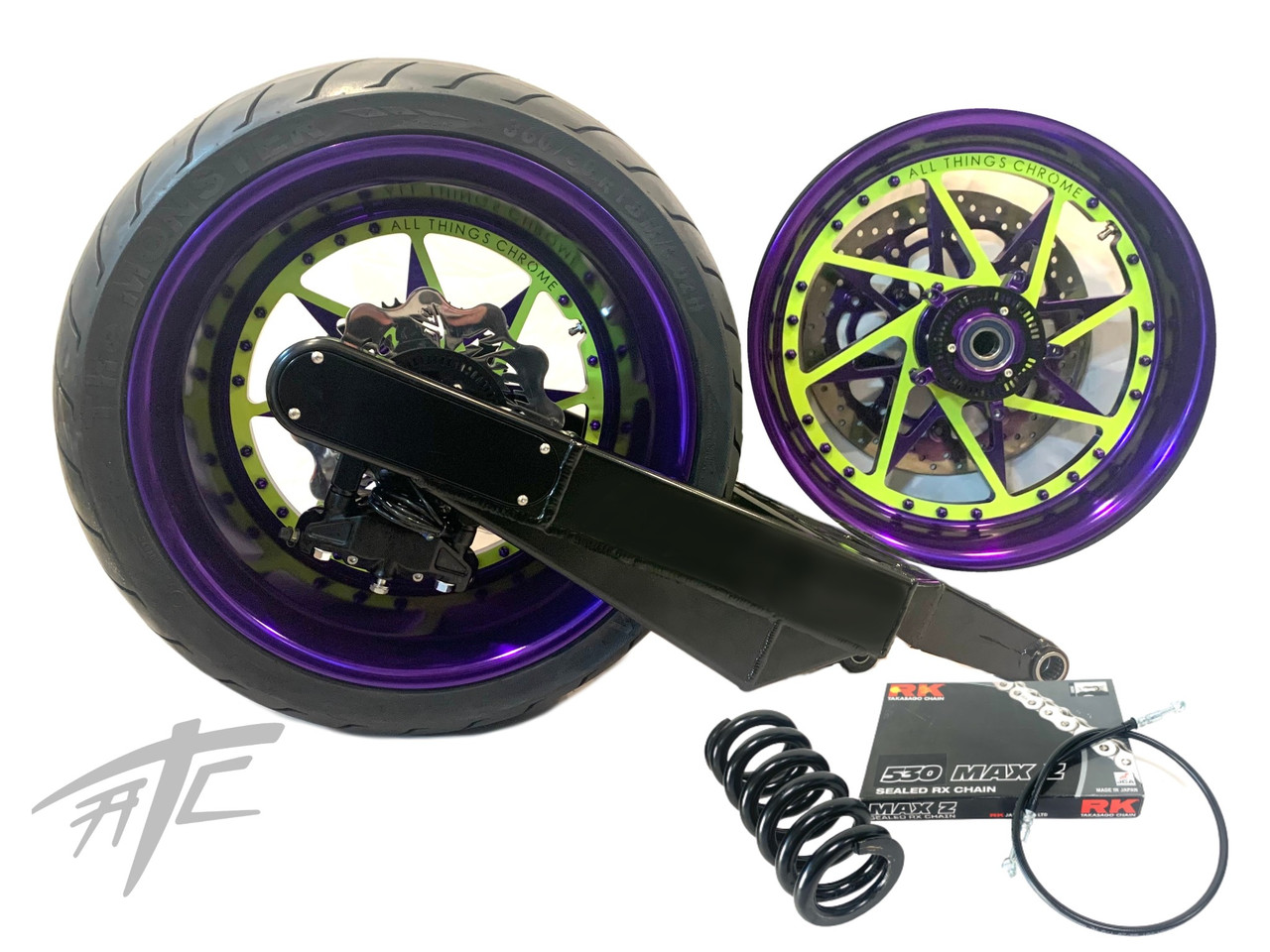 NINJA 300 OSD FAT TIRE KIT PURPLE/NEON SWITCHBACK WHEEL 10-15