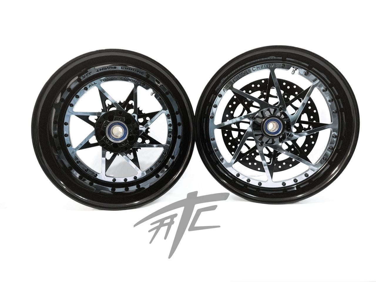 NINJA 360 FAT TIRE BLACK & CHROME SWITCHBACK WHEELS 04-10 KAWASAKI