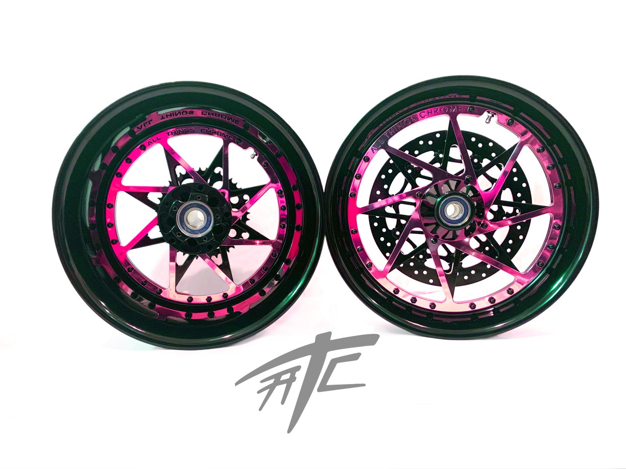 オーダー専用 NINJA 300 FAT TIRE BLACK & PINK SWITCHBACK WHEELS 00-05 KAWASAKI