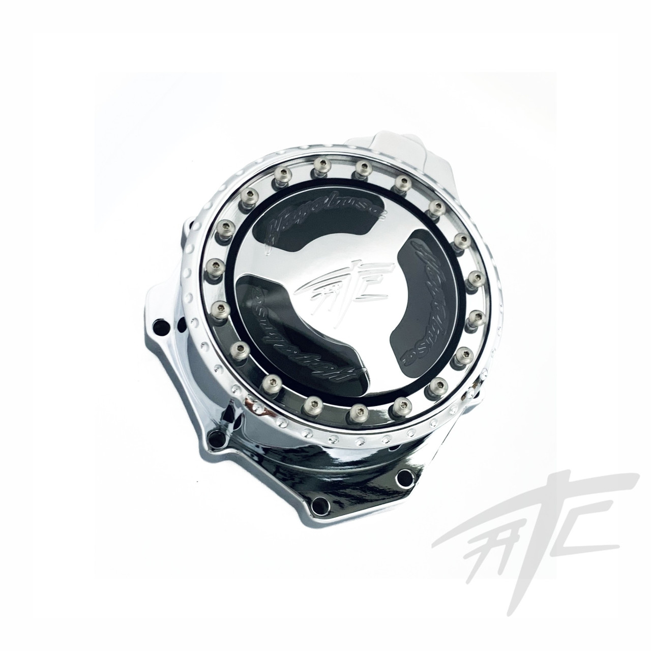 ATC HAYABUSA CHROME SEE THROUGH STATOR COVER LED LIGHTS 9907 SUZUKI