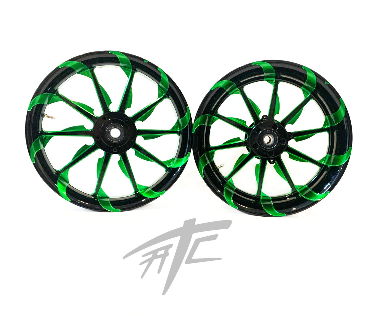 CBR1000RR 300 FAT TIRE BLACK AND GREEN TORNADO WHEELS 2007 HONDA