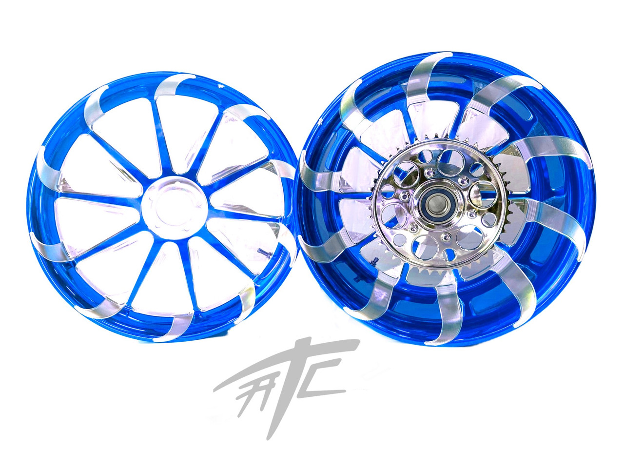 ZX-12R 360 FAT TIRE CANDY BLUE CONTRAST TORNADO WHEELS 00-05 NINJA