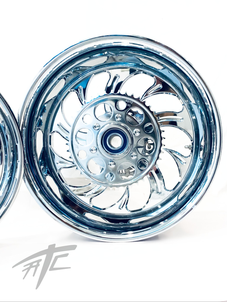 NINJA 300 FAT TIRE CHROME SHARK TOOTH WHEELS 06-11 KAWASAKI NINJA