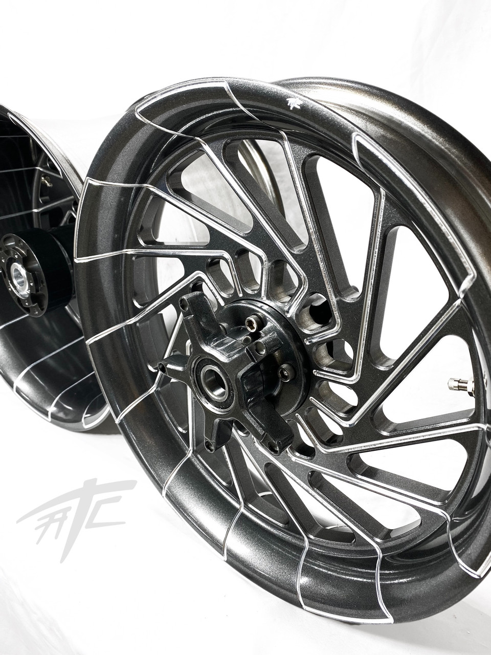 ⭐︎Performance Wheels 14インチ100x4 ET43 美品⭐︎ NINJA STOCK SIZE KINGSPORT GREY CONTRAST MAYHEM WHEELS 12-20