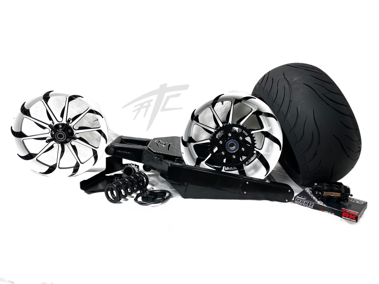 360 OSD FAT TIRE KIT WHITE & BLACK TORNADO WHEELS 06-11 KAWASAKI