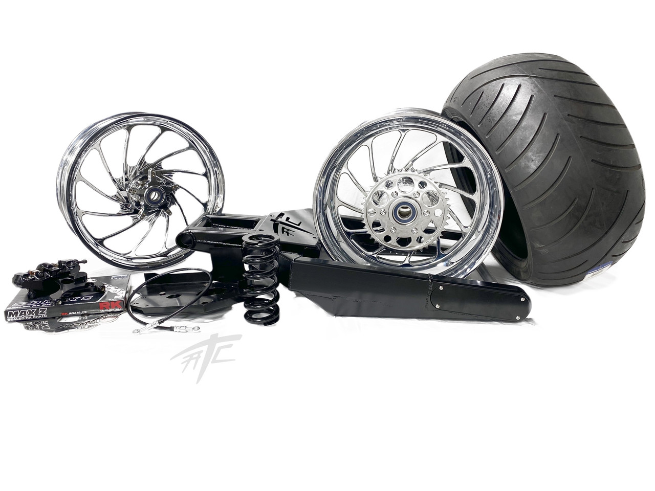 360 OSD FAT TIRE KIT CHROME TURBO WHEELS 04-15 KAWASAKI NINJA ZX